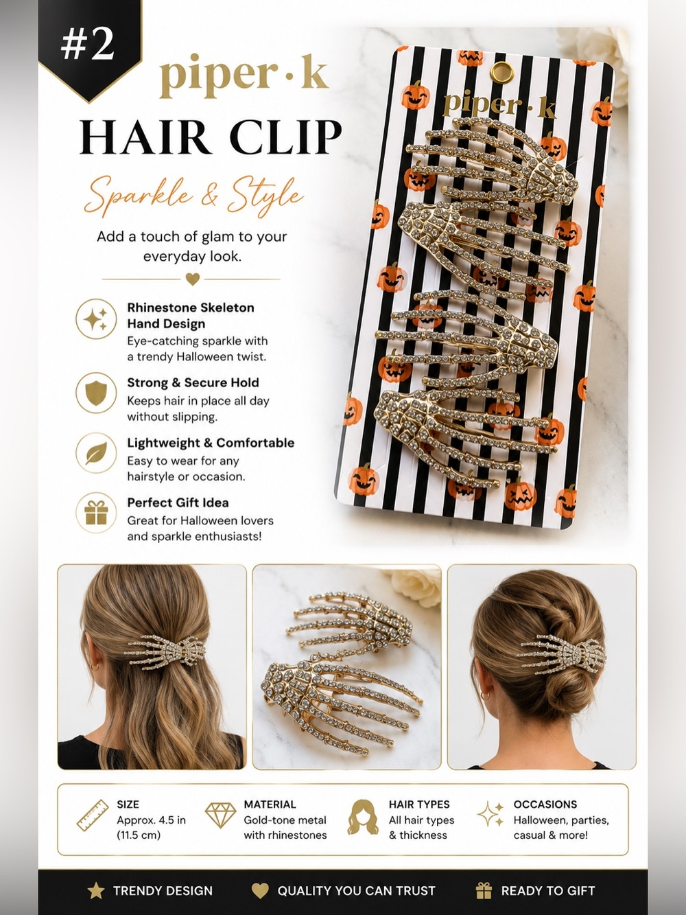Spooky Hair Clips - Buyer Pick - Picture 3 of 6